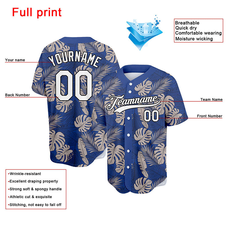 custom full print design authentic tropical plants baseball jersey