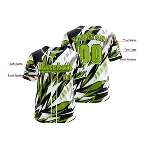 Camiseta de béisbol verde personalizada con botones para hombre mujer adulto y joven Nombre número y logotipo impresos