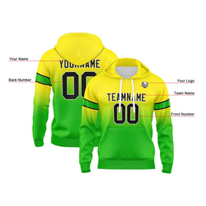 Sudadera con capucha degradada personalizada para hombre-mujer-niña o niño Estampa tu logotipo-nombre y número en amarillo y verde
