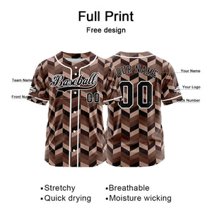 Camiseta de béisbol personalizada marrón con botones para hombre mujer adulto y joven Estampado de nombre número y logotipo
