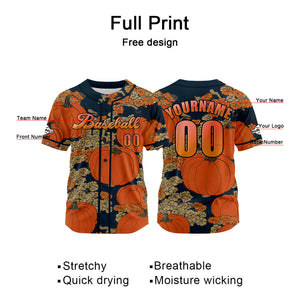 Camiseta de béisbol naranja personalizada con nombre número y logotipo personalizados