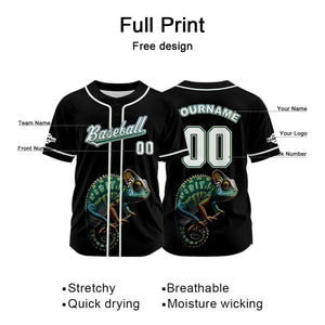 Camiseta de béisbol negra personalizada con nombre número y logotipo personalizados