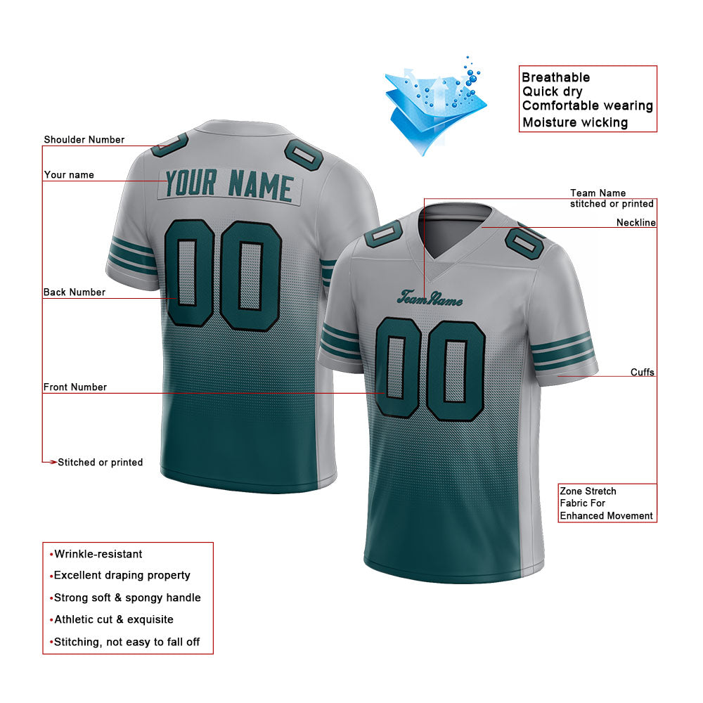 custom authentic gradient fashion football jersey black-green