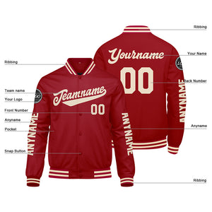 Chaquetas universitarias personalizadas de color rojo crema para hombres & mujeres y jóvenes & Chaquetas Letterman personalizadas