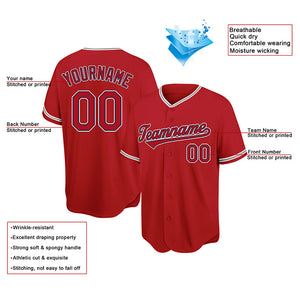 customized authentic baseball jersey red white -black mesh