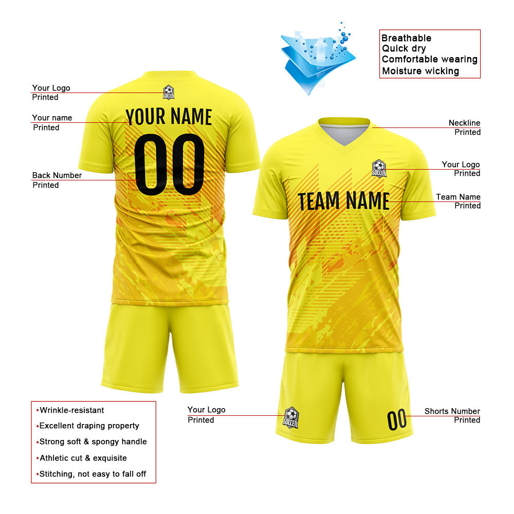 Uniforme de fútbol personalizado & camiseta para niños y adultos & conjunto personalizado & camiseta amarilla