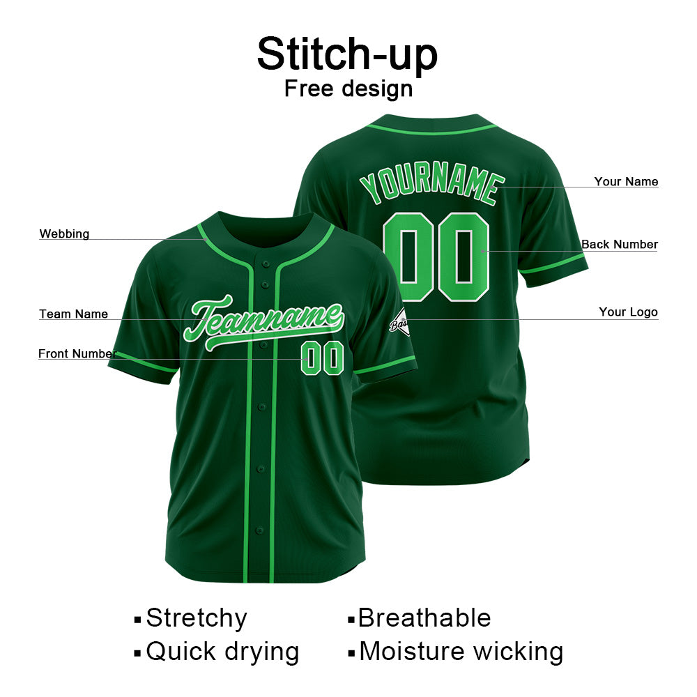 Camiseta de béisbol personalizada con diseño bordado & estilo hip hop & color verde oscuro