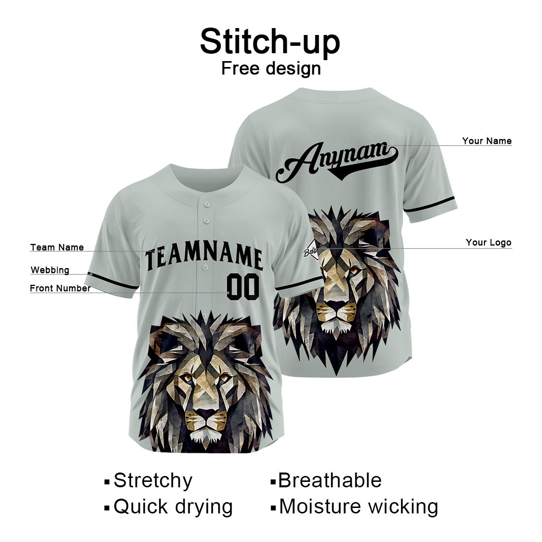 Uniformes de béisbol personalizados de alta calidad para adultos y niños & optimizados para el rendimiento (color gris)