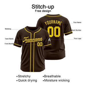 Camiseta de béisbol personalizada con diseño bordado & estilo hip hop & color marrón y amarillo