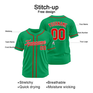 Camiseta de béisbol personalizada con diseño bordado & estilo hip hop & color verde y rojo
