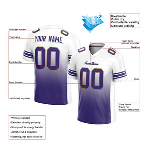 custom authentic gradient fashion football jersey white-purple-gold mesh