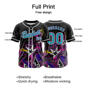 Camiseta de béisbol personalizada negra y verde con botones para hombre mujer adulto y joven Estampado de nombre número y logotipo