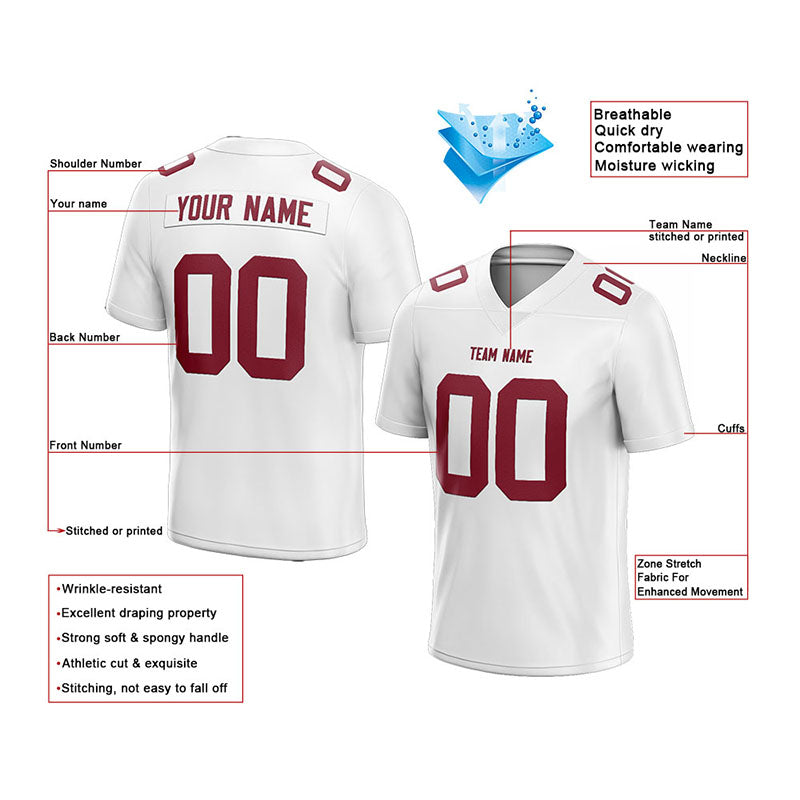 customized  authentic football jersey white-red mesh