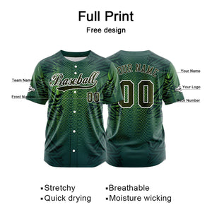 Camiseta de béisbol verde personalizada con botones para hombre mujer adulto y joven Nombre número y logotipo impresos