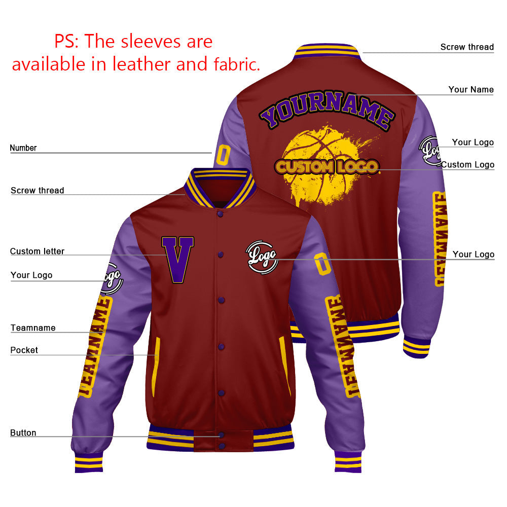 Chaquetas universitarias personalizadas color burdeos para hombres & mujeres y jóvenes & Chaquetas Letterman personalizadas