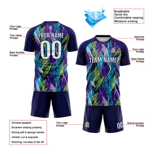 Conjunto personalizado de camiseta de uniforme morado y azul claro para niños y adultos