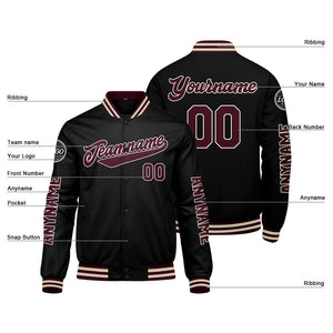 Chaquetas universitarias personalizadas color granate y negro para hombres & mujeres y jóvenes & Chaquetas Letterman personalizadas