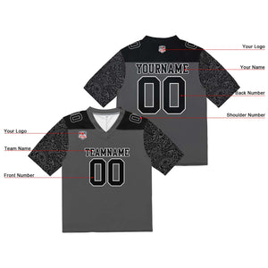 Camiseta de fútbol personalizada con nombre y número del equipo impresos y bordados-color negro y gris