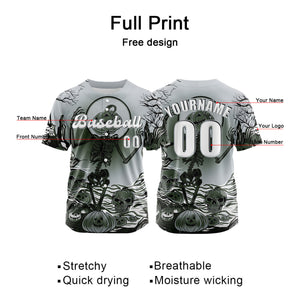 Camiseta de béisbol gris personalizada con botones para hombre mujer adulto y joven Estampado de nombre número y logotipo