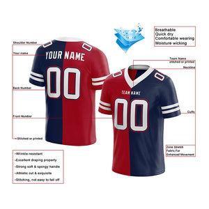 custom authentic split fashion football jersey navy-red-white mesh
