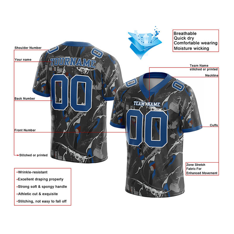 custom authentic football jersey camouflage-royal