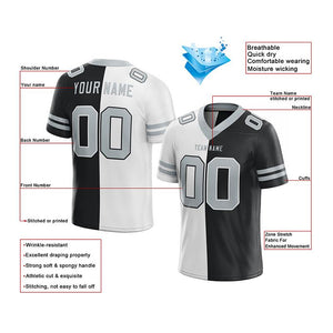 custom authentic split fashion football jersey gray-white-black mesh