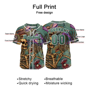 Camiseta de béisbol personalizada en color verde grisáceo con nombre número y logotipo personalizados