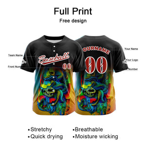 Camiseta de béisbol negra personalizada con botones para hombre mujer adulto y joven Nombre número y logotipo impresos
