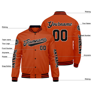 Chaquetas universitarias personalizadas negras y naranjas para hombres & mujeres y jóvenes & Chaquetas Letterman personalizadas