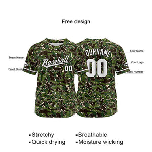 Camiseta de béisbol con dise?o personalizado estampado a todo color verde y negro