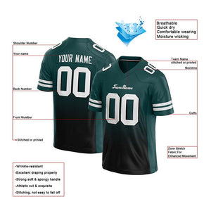 custom authentic gradient fashion football jersey green-black-white mesh