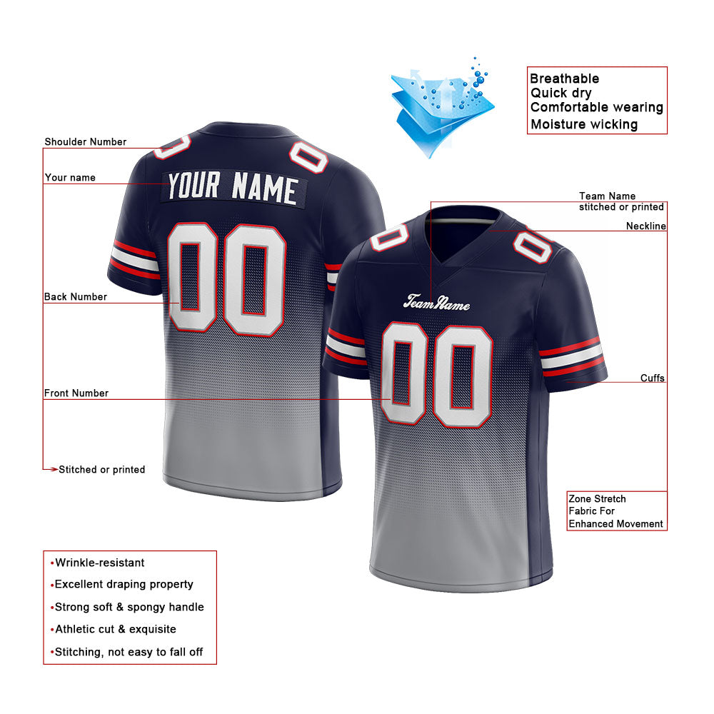 custom authentic drift fashion football jersey gray-navy