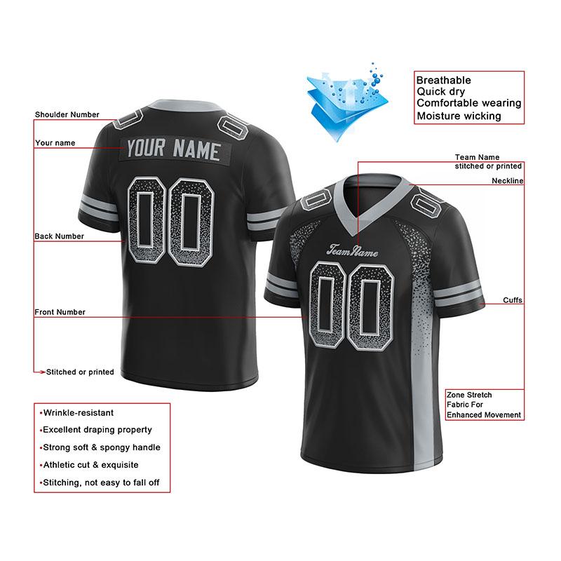 custom authentic drift fashion football jersey white-black mesh