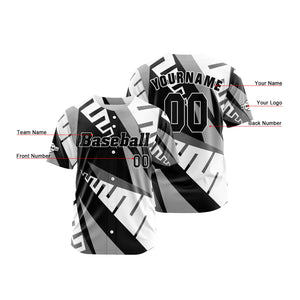 Camiseta de béisbol gris personalizada con botones para hombre mujer adulto y joven Estampado de nombre número y logotipo