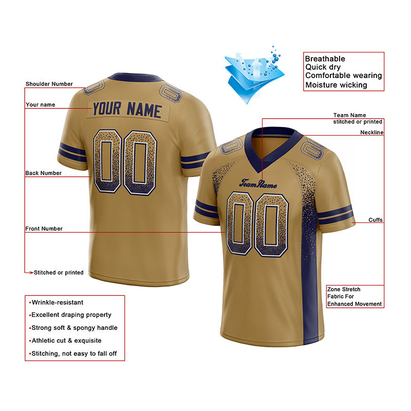custom authentic drift fashion football jersey gold-navy mesh