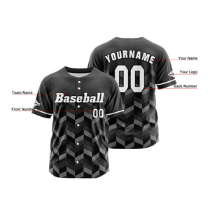 Camiseta de béisbol gris personalizada con botones para hombre mujer adulto y joven Estampado de nombre número y logotipo