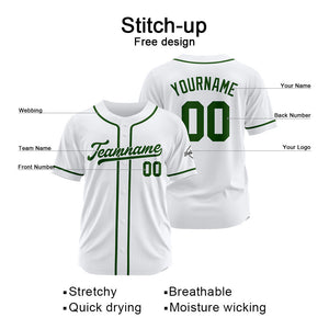 Camiseta de béisbol personalizada con diseño bordado & estilo hip hop & color blanco y verde oscuro