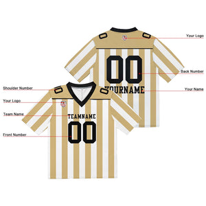 Camiseta de fútbol personalizada con nombre y número del equipo bordados-color dorado y blanco