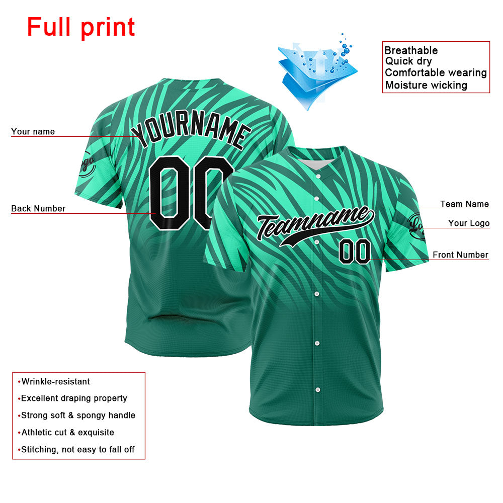 Camiseta de béisbol verde con dise?o personalizado estampado a todo color
