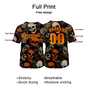 Camiseta de béisbol naranja personalizada con nombre número y logotipo personalizados