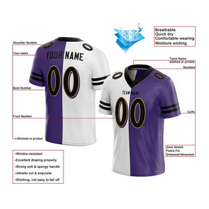 custom authentic split fashion football jersey purple-white-black mesh