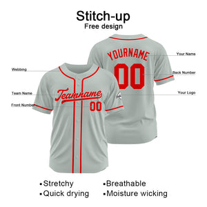 Camiseta de béisbol personalizada con diseño bordado & estilo hip hop & color gris y rojo