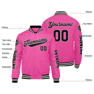 Chaquetas universitarias rosas personalizadas para hombres & mujeres y jóvenes & Chaquetas Letterman personalizadas