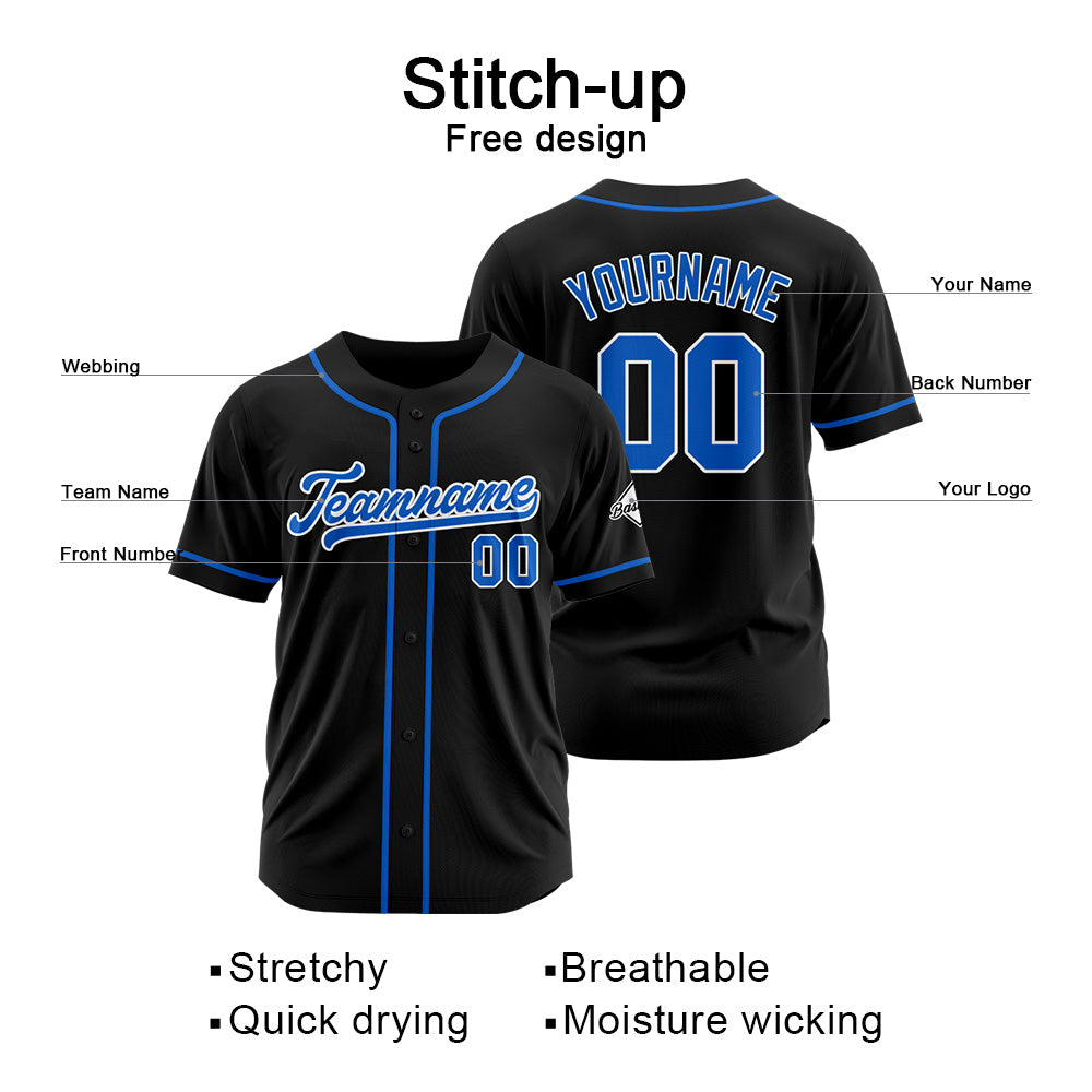 Camiseta de béisbol personalizada con diseño bordado & estilo hip hop & color negro y azul marino