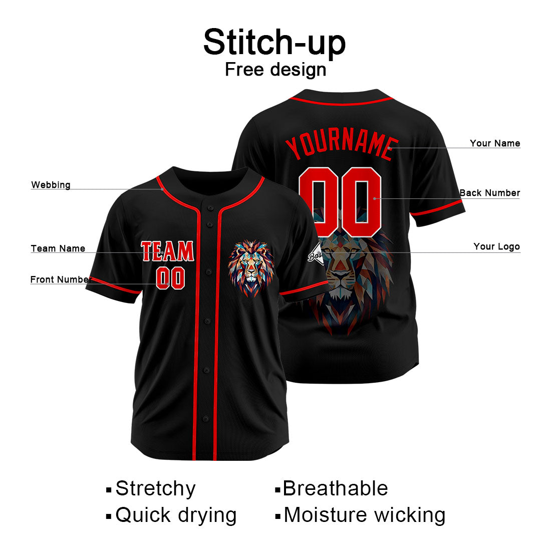 Uniformes de béisbol personalizados de alta calidad para adultos y niños & optimizados para el rendimiento & color negro