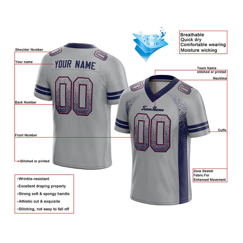 custom authentic drift fashion football jersey white-navy mesh