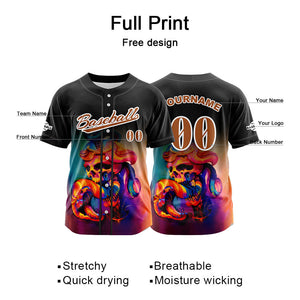 Camiseta de béisbol negra personalizada con botones para hombre mujer adulto y joven Nombre número y logotipo impresos
