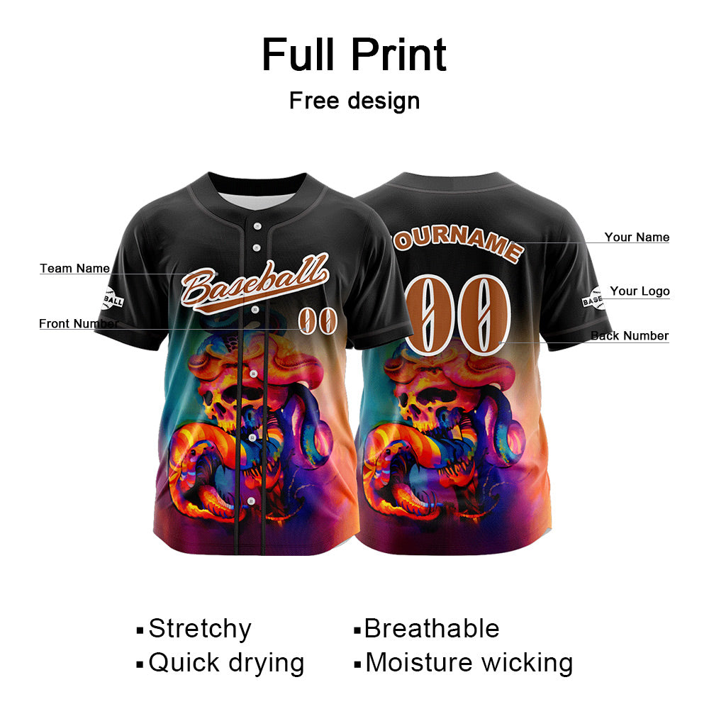 Camiseta de béisbol negra personalizada con botones para hombre mujer adulto y joven Nombre número y logotipo impresos