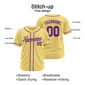 Camiseta de béisbol personalizada con diseño bordado & estilo hip hop & color dorado y morado