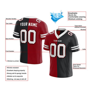 custom authentic split fashion football jersey red-black-white mesh